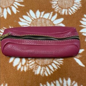 Portland Leather Raspberry Pink Pebbled Leather Zip Pouch